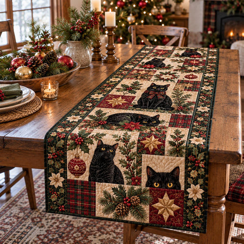 Holiday Black Cat Quilted Table Runner NCU0DV10484
