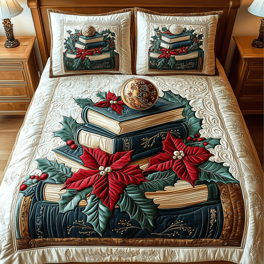 Holiday Book Haven 3-Piece Quilted Bedding Set NCU0TH2298