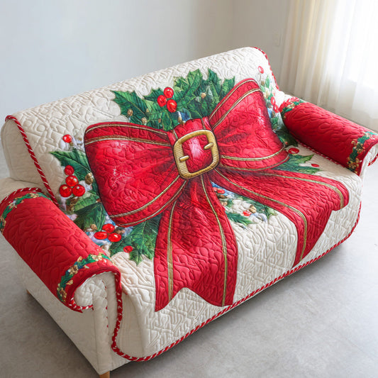 Holiday Bow Delight Quilted Sofa Cover NCU0TD1048