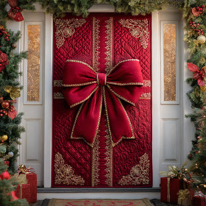 Holiday Bow Sparkle Quilted Door Cover NCU0TD1638