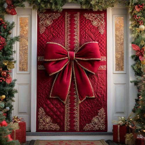 Holiday Bow Sparkle Quilted Door Cover NCU0TD1638