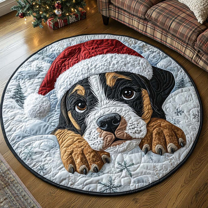 Holiday Boxer Dog Quilted Round Mat NCU0XD379