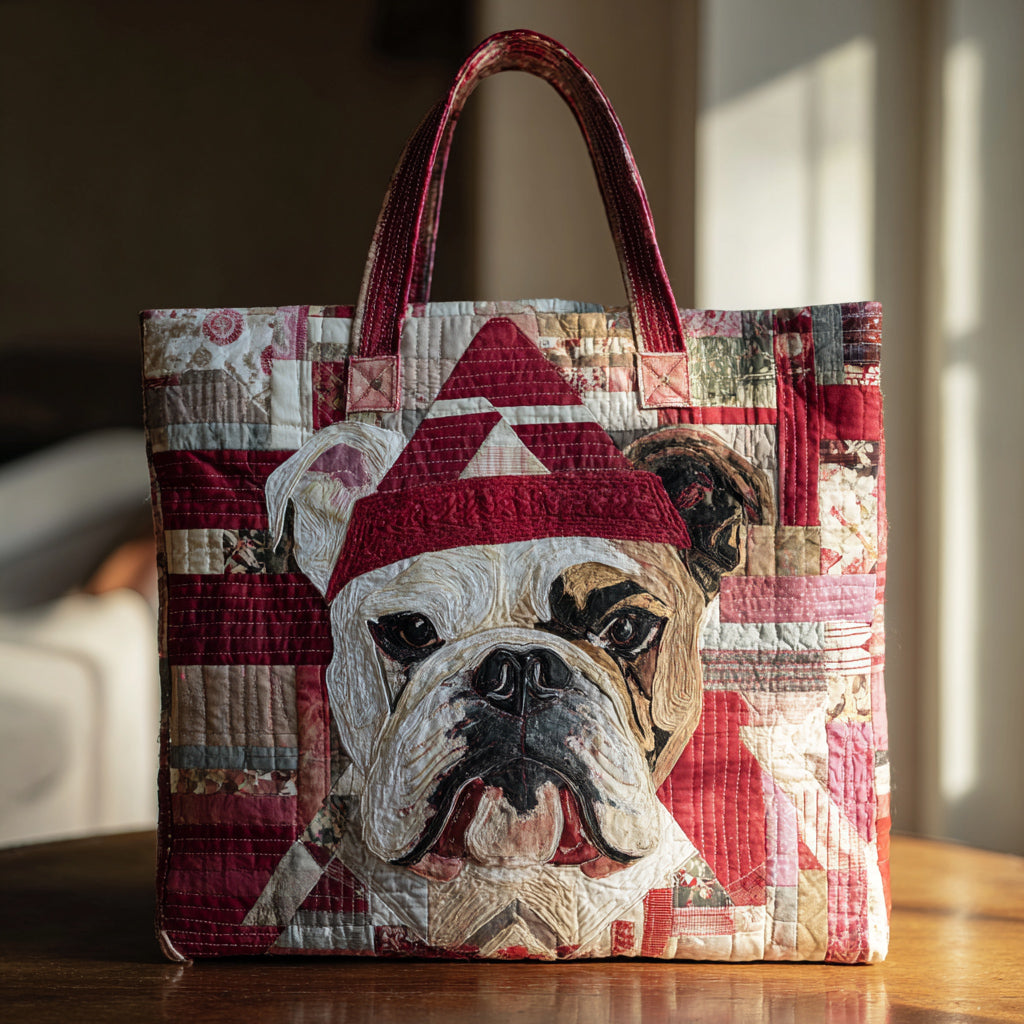 Holiday Bulldog Quilted Tote Bag NCU0HH289