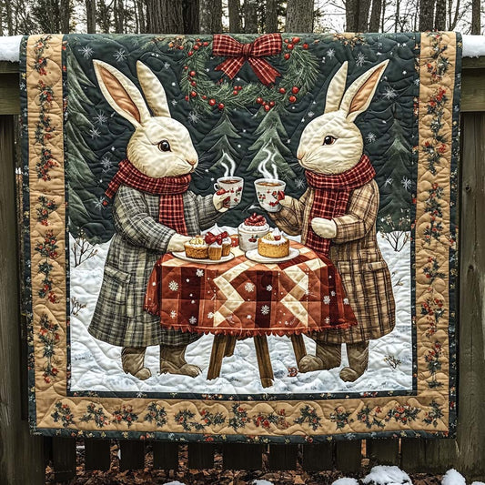 Holiday Bunny Tea Time Quilted Blanket NCU0XD304