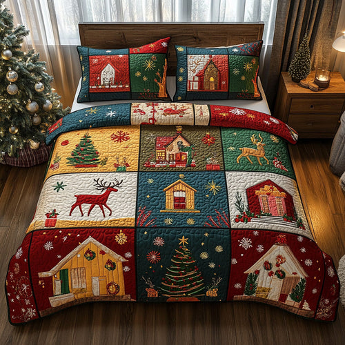 Holiday Cabins 3-Piece Quilted Bedding Set NCU0VL2943