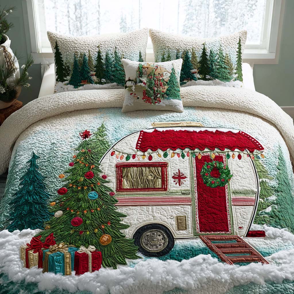 Holiday Camp Night 3-Piece Quilted Bedding Set NCU0NT11364