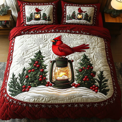 Holiday Cardinal 3-Piece Quilted Bedding Set NCU0DK10068