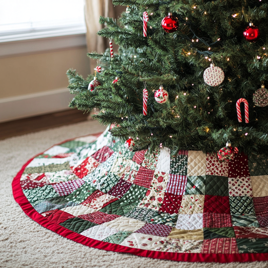 Holiday Cheer Christmas Quilted Tree Skirt NCU0VL795