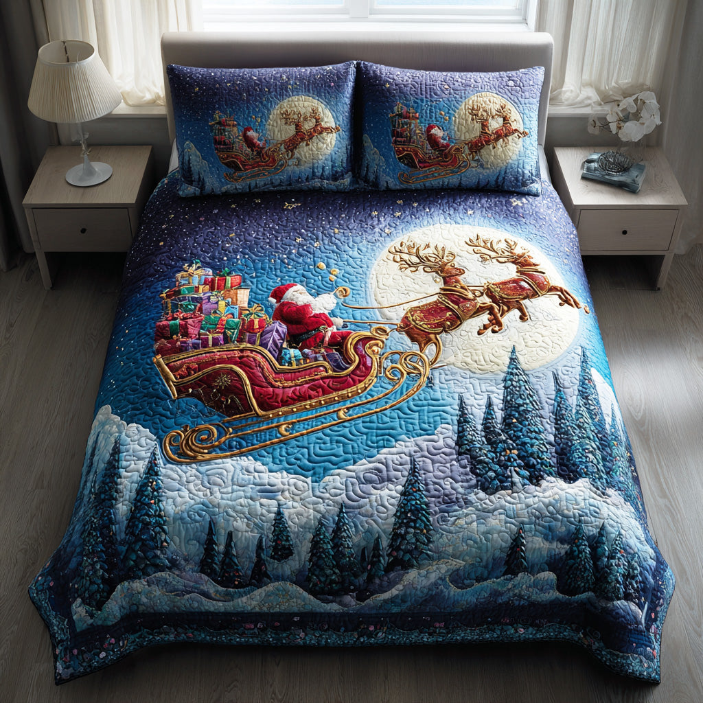 Holiday Cheer Santa 3-Piece Quilted Bedding Set NCU0TD1539