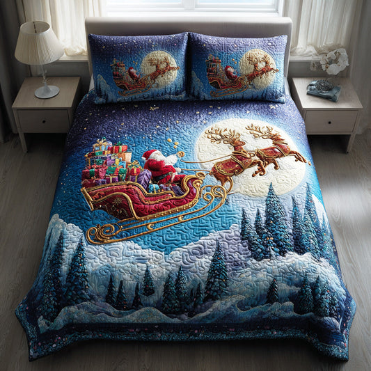 Holiday Cheer Santa 3-Piece Quilted Bedding Set NCU0TD1539