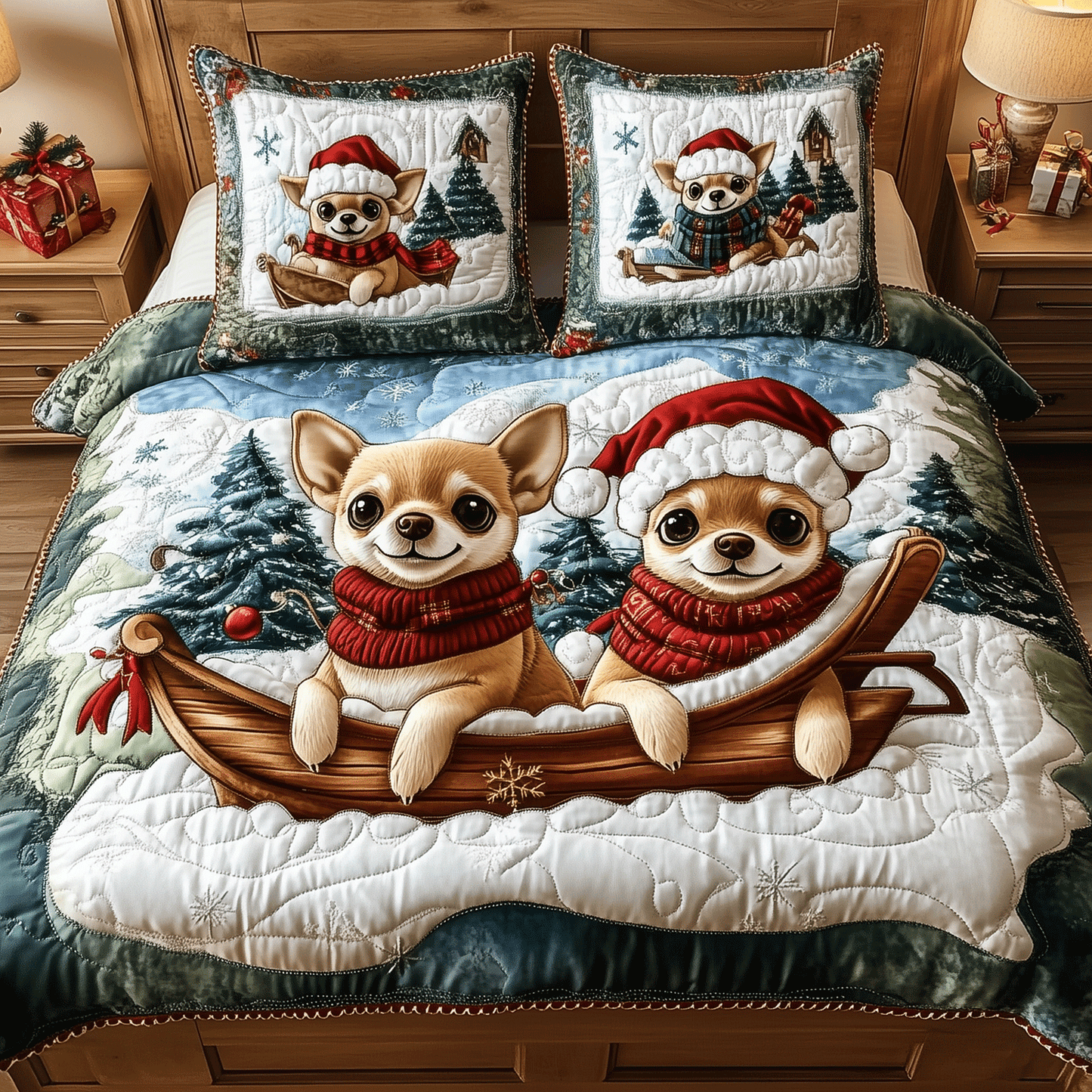 Holiday Chi Paws 3-Piece Quilted Bedding Set NCU0TH2316