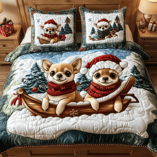 Holiday Chi Paws 3-Piece Quilted Bedding Set NCU0TH2316