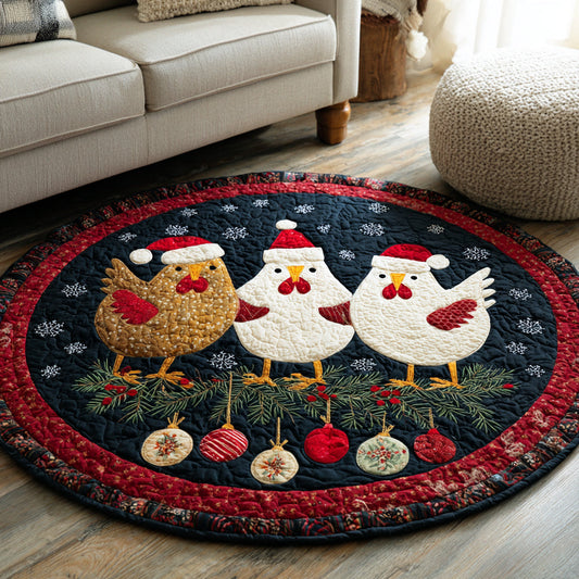 Holiday Chicken Trio Quilted Round Mat NCU0HH261
