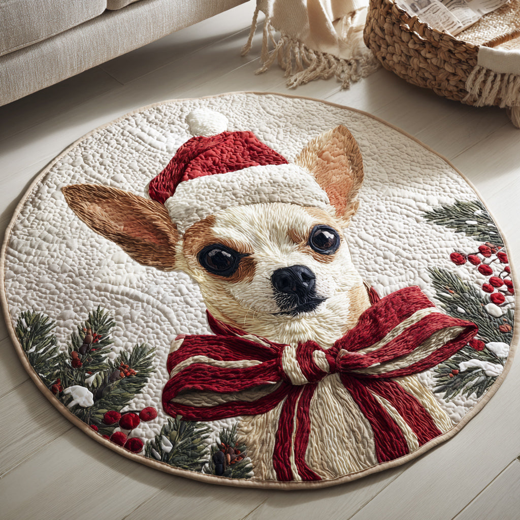 Holiday Chihuahua Quilted Round Mat NCU0HH933