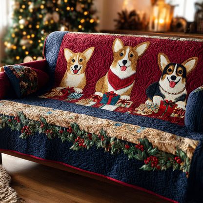 Holiday Corgi Gifts Quilted Sofa Cover NCU0TV965