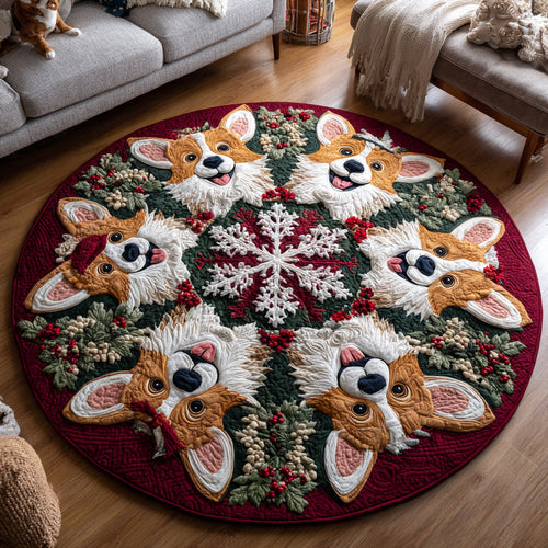 Holiday Corgi Quilted Round Mat NCU0HH679