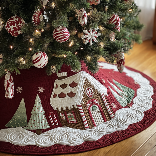 Holiday Cottage Christmas Quilted Tree Skirt NCU0DK11427