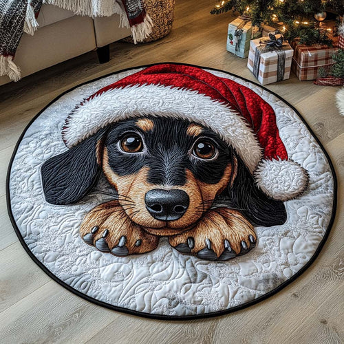 Holiday Dachshund Puppy Quilted Round Mat NCU0XD384