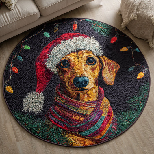 Holiday Dachshund Quilted Round Mat NCU0HH204