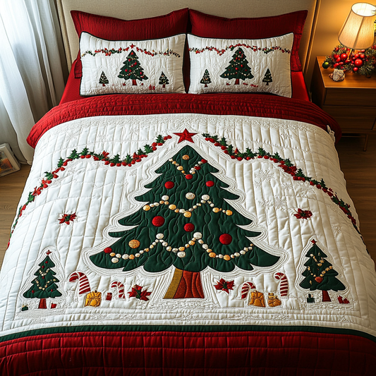 Holiday Evergreen Delight 3-Piece Quilted Bedding Set NCU0DK2305