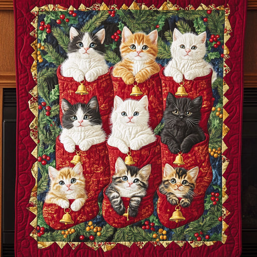 Holiday Feline Joy Quilted Blanket NCU0PT1369