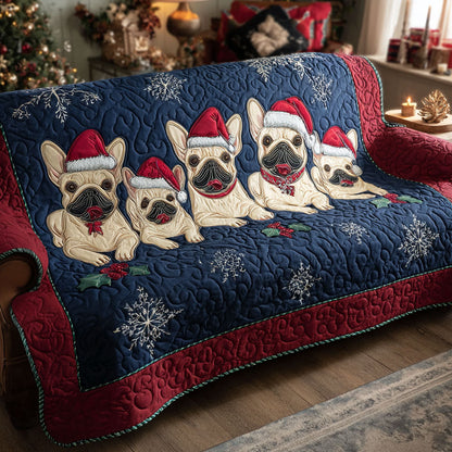 Holiday Frenchie Parade Quilted Sofa Cover NCU0TV850