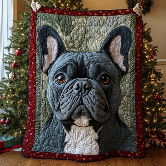 Holiday Frenchie Quilted Blanket NCU0XD445