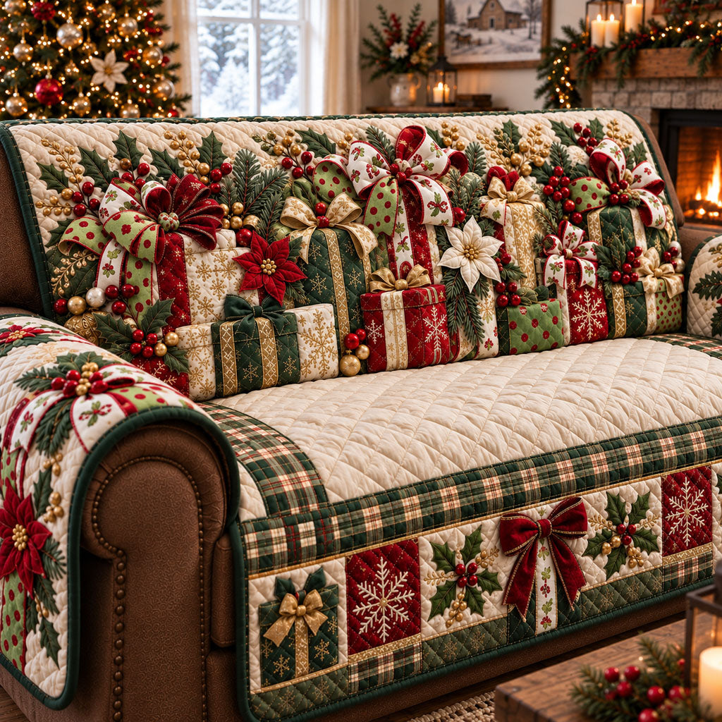 Holiday Gift Wonderland Quilted Sofa Cover NCU0PT12185