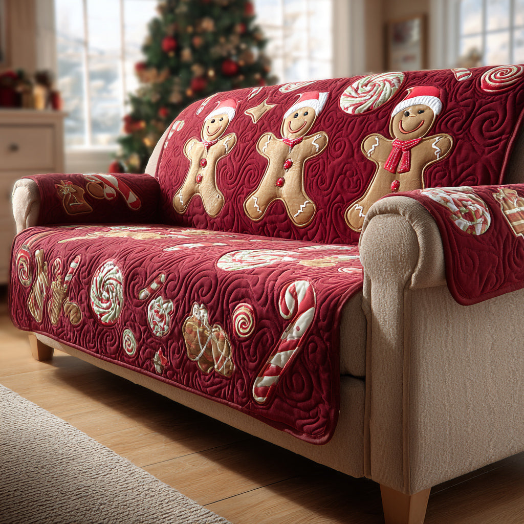 Holiday Gingerbread Man Quilted Sofa Cover NCU0HH1129