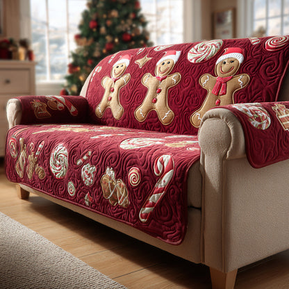 Holiday Gingerbread Man Quilted Sofa Cover NCU0HH1129