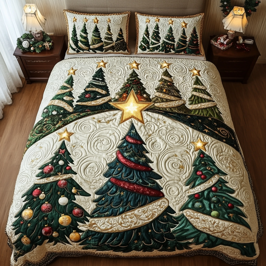 Holiday Glow 3-Piece Quilted Bedding Set NCU0DK9892