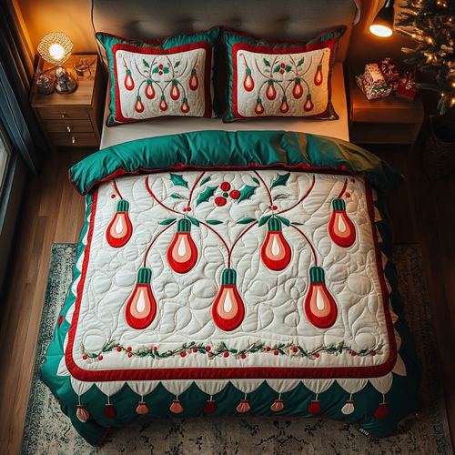 Holiday Glow Charm 3-Piece Quilted Bedding Set NCU0DK2307