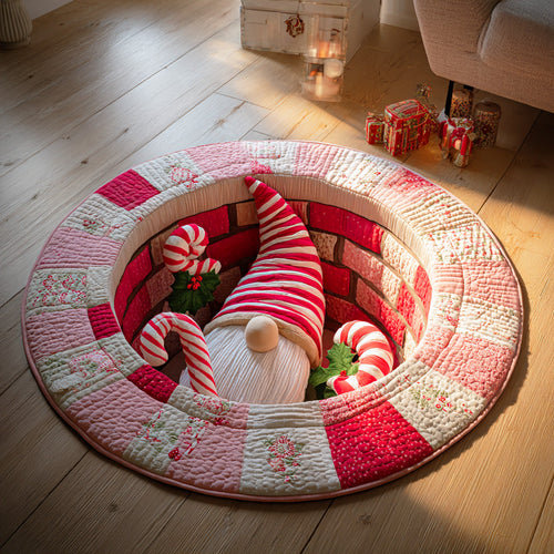 Holiday Gnome Joy Quilted Round Mat NCU0TD1289