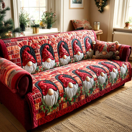 Holiday Gnome Lane Quilted Sofa Cover NCU0TV1130