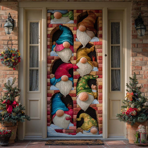 Holiday Gnome Parade Quilted Door Cover NCU0XD1606