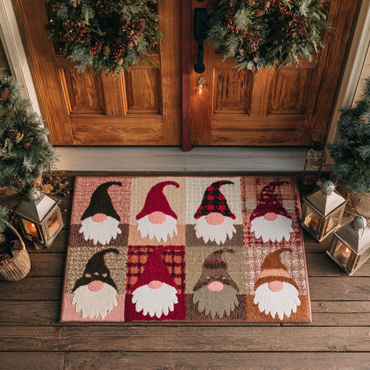 Holiday Gnome Row Doormat NCU0TV584