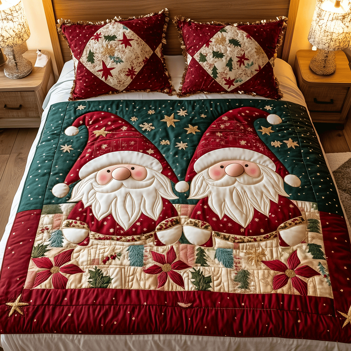 Holiday Gnomes 3-Piece Quilted Bedding Set NCU0TH2124