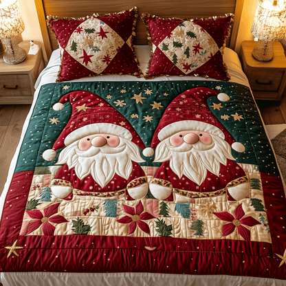 Holiday Gnomes 3-Piece Quilted Bedding Set NCU0TH2124