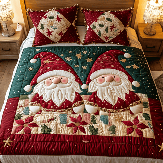 Holiday Gnomes 3-Piece Quilted Bedding Set NCU0TH2124
