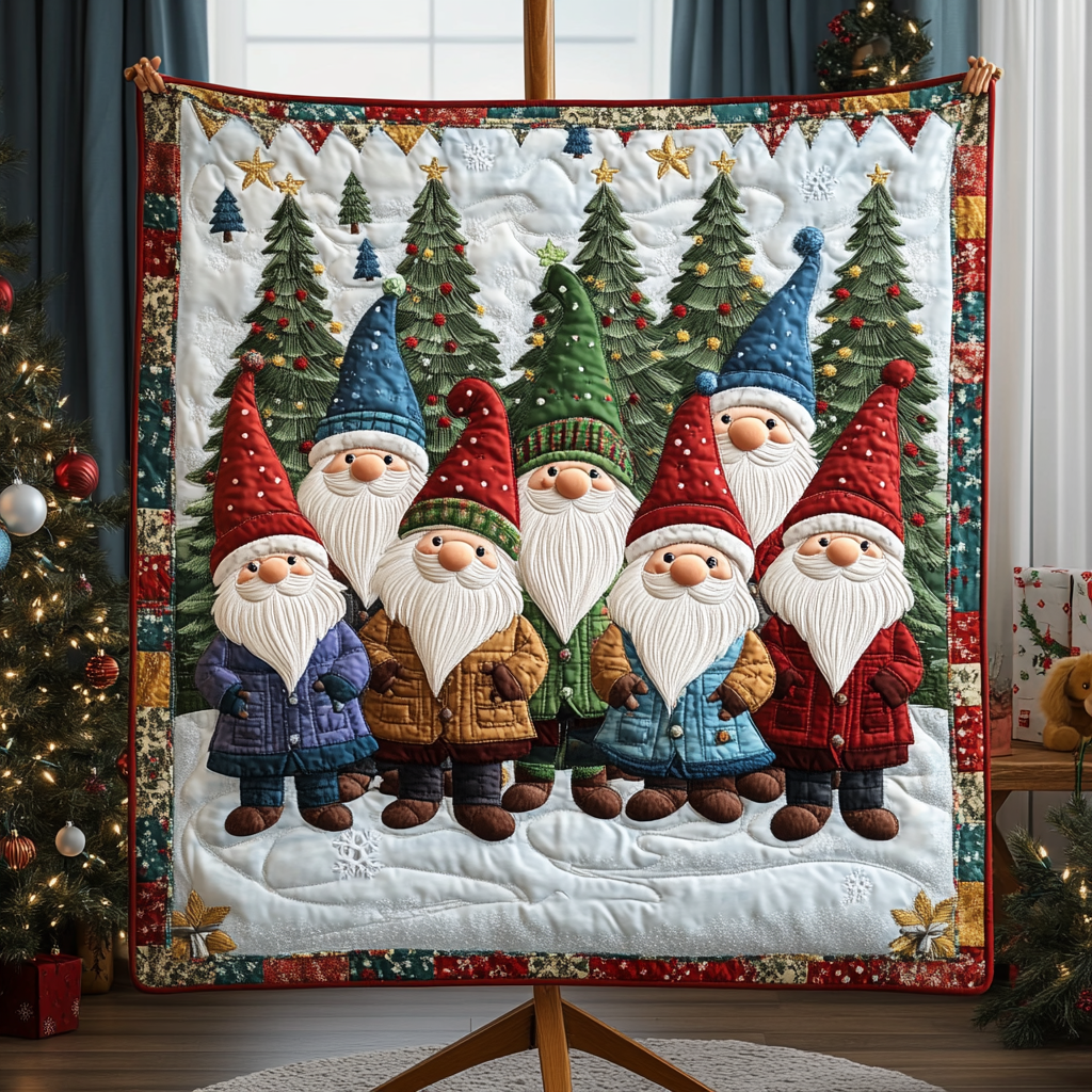 Holiday Gnomes Quilted Blanket NCU0VH1246