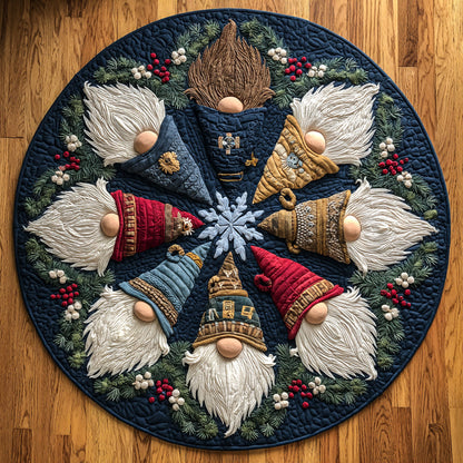 Holiday Gnomes Quilted Round Mat NCU0HH671