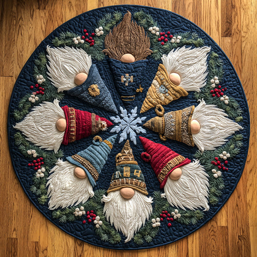 Holiday Gnomes Quilted Round Mat NCU0HH671