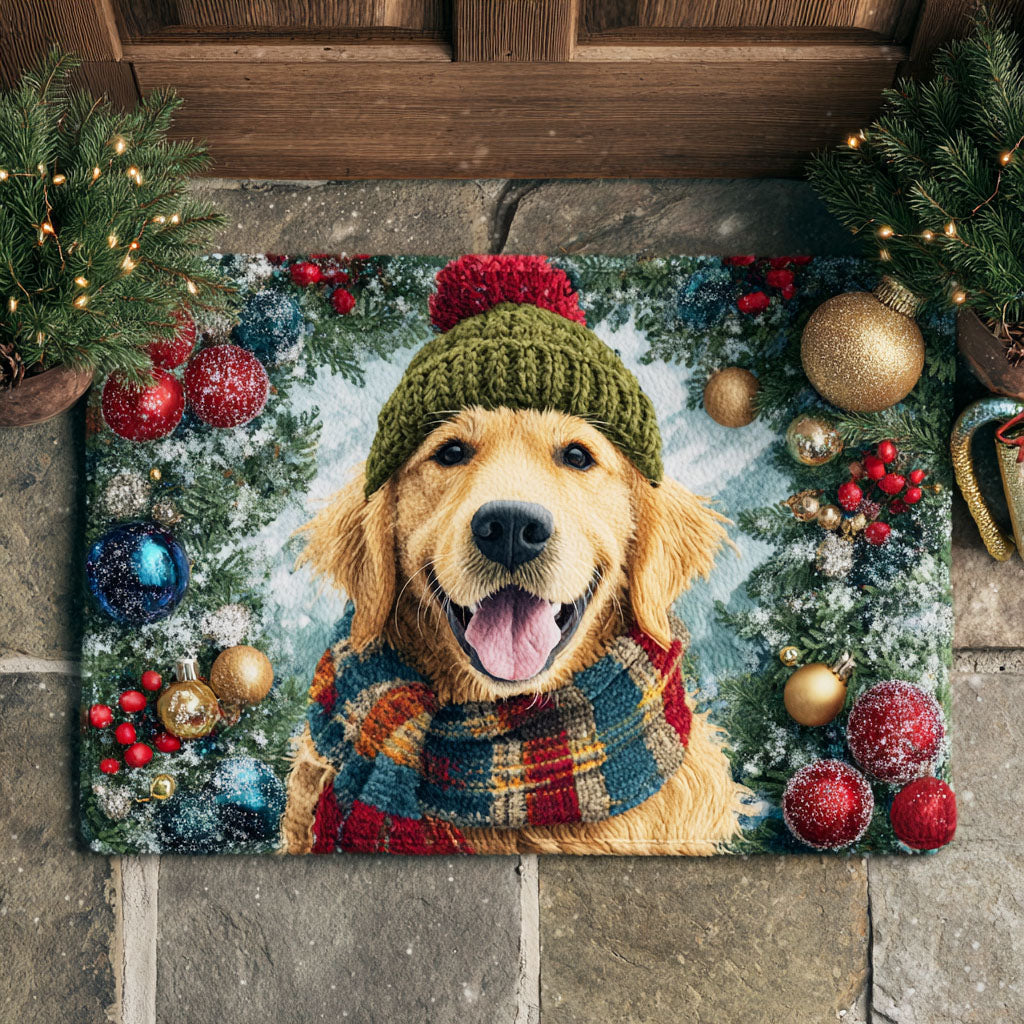 Festive Golden Retriever Doormat NCU0VT272