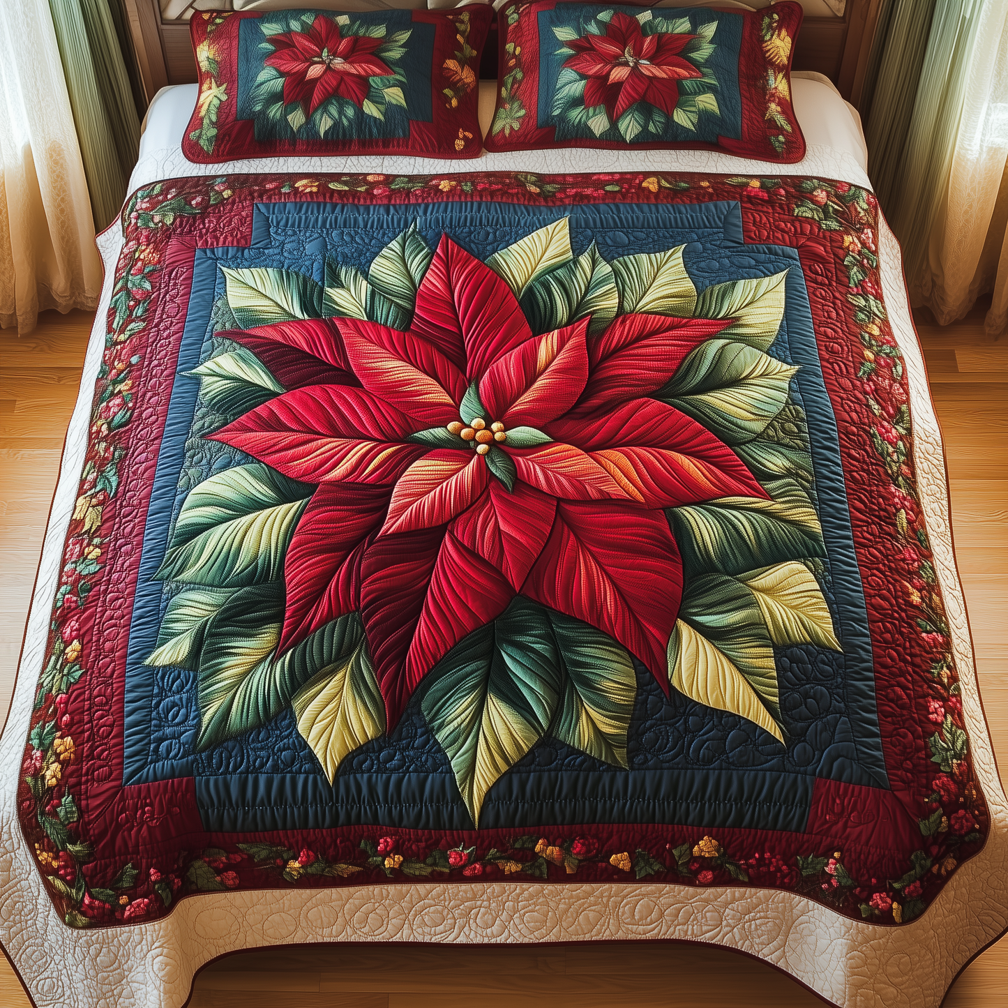 Holiday Grace 3-Piece Quilted Bedding Set NCU0VH1063