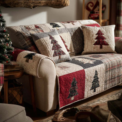 Holiday Greenery Quilted Sofa Cover NCU0NT11262