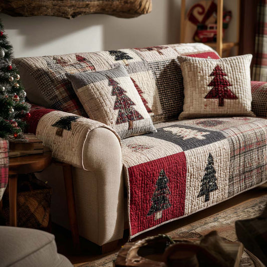Holiday Greenery Quilted Sofa Cover NCU0NT11262