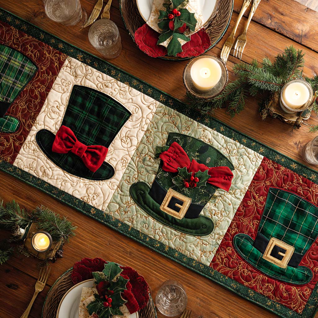 Holiday Hat Quilted Table Runner NCU0XD415