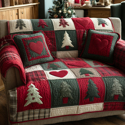Holiday Heart Pines Quilted Sofa Cover NCU0TD1882