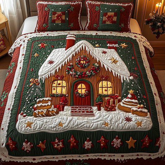 Holiday Hearth 3-Piece Quilted Bedding Set NCU0VH510