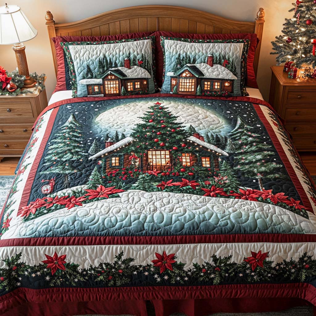 Holiday Hearth Lights 3-Piece Quilted Bedding Set NCU0XD158